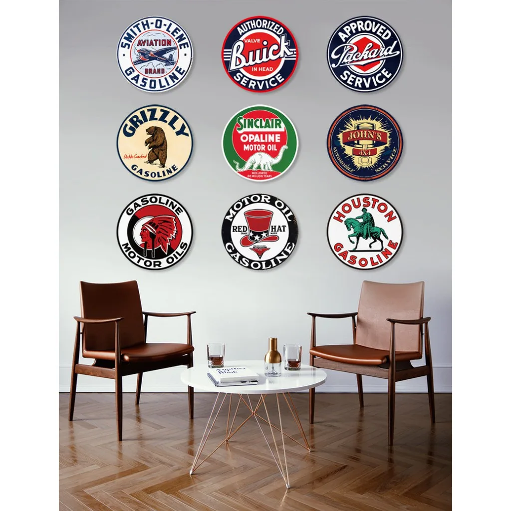 

Highland Stag in the Sunset Round Metal Tin Sign Metal Sign Wall Decor Man Cave Garage Bar Pub