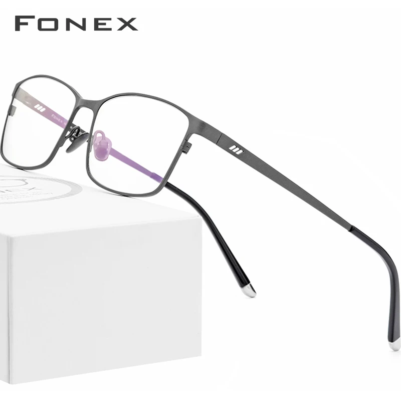

FONEX Pure Titanium Glasses Men Square Eyewear Male Classic Full Optical Frame Prescription Eyeglasses Frames Gafas Oculos 8505