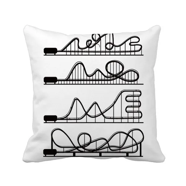 

Amusement Park Black Roller Coaster Throw Pillow Square Cover