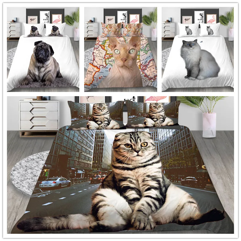 Белый комплект постельного белья с изображением животных из мультфильма король