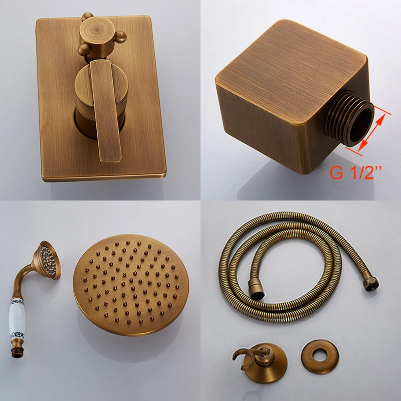 Wall Mounted Shower Set Bath System Antique Bronze Oil Rubble Finished In-wall Hot and Cold ELS10 | Обустройство дома