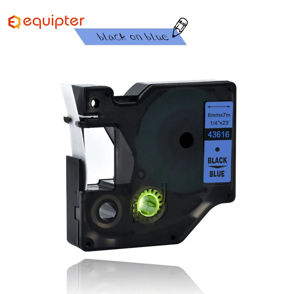 

6 мм 43616 черный на голубом ярлыке ленты кассеты совместимый для Dymo D1 принтер этикетки для принтер для этикеток Dymo LM160 LM280