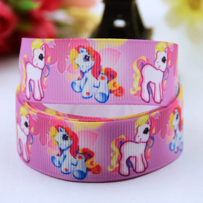 7/"(22 мм) Ruban My Little Pony вечерние атласные ленты с принтом героев мультфильмов, 10 ярдов - Цвет: X 00631