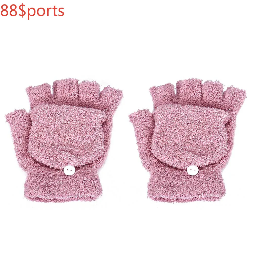 

2021 Winter Warm Thickening Wool Gloves Knitted Flip Fingerless Flexible Exposed Finger Thick Gloves Mittens Men Women Glove