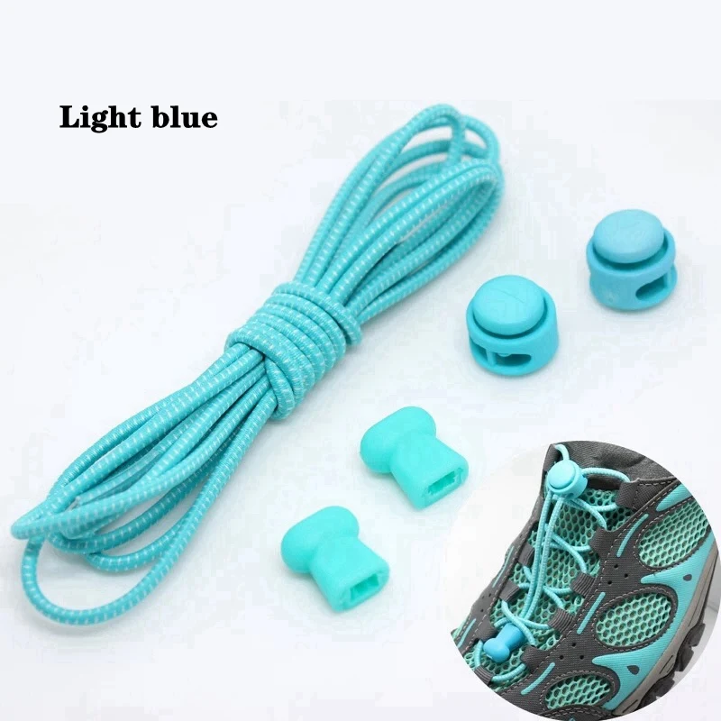 Light blue 1 пара шнурков без галстука круглые весенние растягивающиеся фиксирующие шнурки для отдыха на открытом воздухе безопасные кроссовки для отдыха эластичные шнурки унисекс - Цвет: Light blue