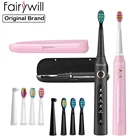 Ультразвуковой Автоматический Электрический таймер Fairywill для зубной щетки, перезаряжаемая зубная щетка с 5 режимами, быстрая зарядка через USB, с 3 насадками