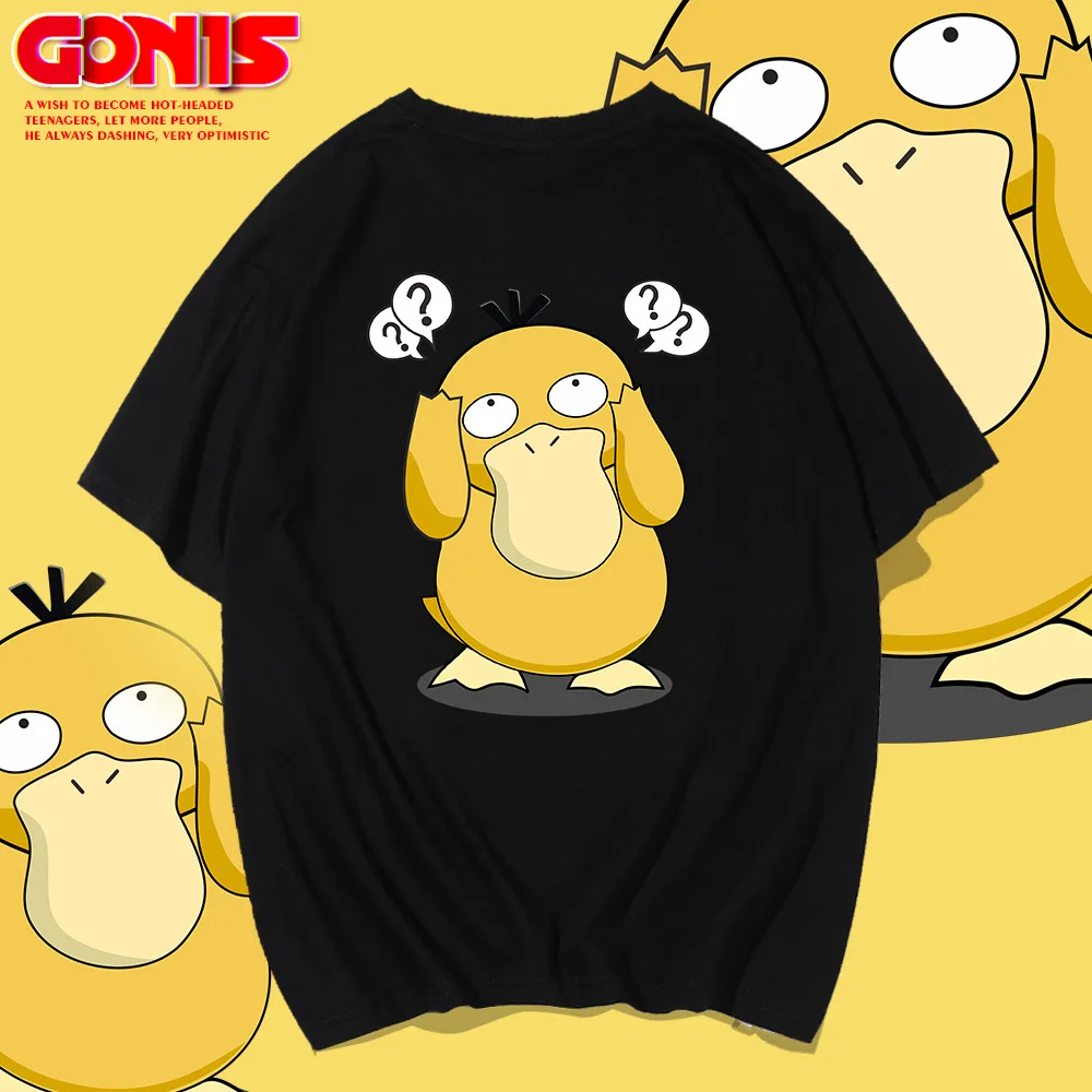 Покемон Psyduck Harajuku топы футболка свободного кроя половинный рукав круглый вырез
