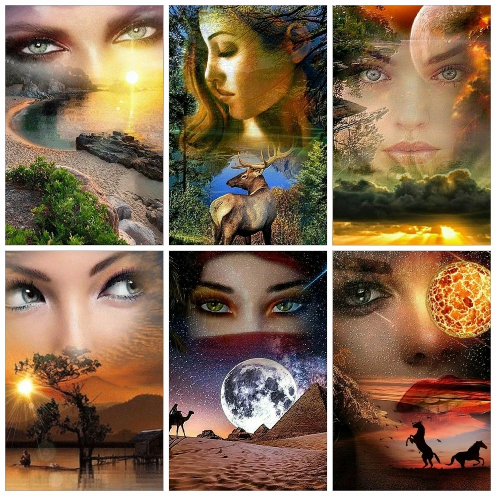 

Алмазная вышивка «Huacan», распродажа, алмазная 5D картина с изображением женщины, пейзажа, мозаика для вышивки крестиком, украшение для дома