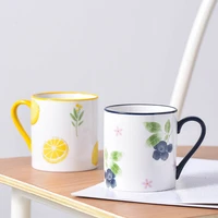 japanese cute cartoon fruit ceramic cup with spoon creative mug household breakfast milk cup gift cup customization
