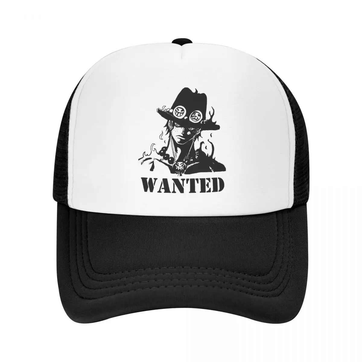 Sombreros de camionero Portgas D Ace Wanted One Piece, gorra de béisbol de red de malla de Anime para hombres y mujeres, gorras Snapback Kpop, ropa de calle