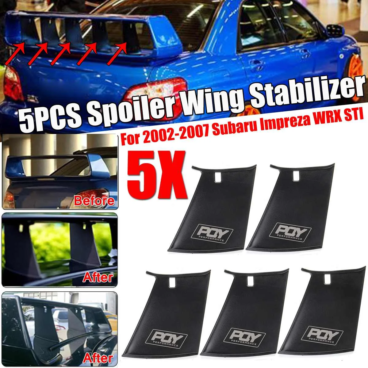 New Car Rear Spoiler Wing Stabilizer Bumper Stand For Subaru Impreza 2002-2007 WRX STi Stiffi Wing Spoiler Support Stabilizer