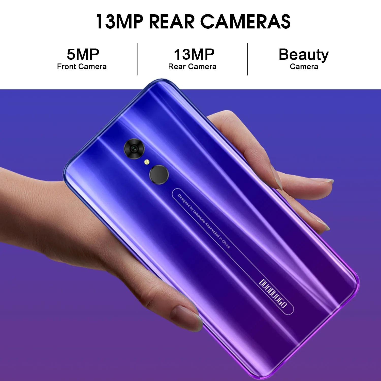 DUODUOGO G55 мобильный телефон Android 9,0 3 ГБ ОЗУ 16 Гб ПЗУ 13MP+ 5MP 5," HD ips 4800mAh отпечаток пальца 4G celular смартфон мобильный телефон