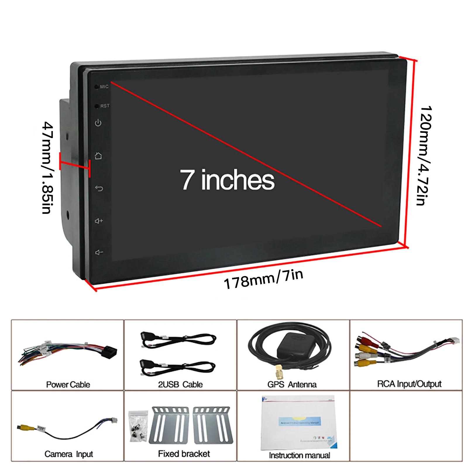 Универсальный Автомобильный мультимедийный плеер стерео система на Android с 7