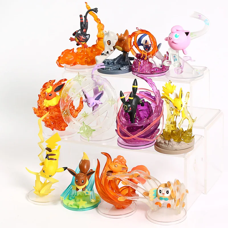 Анимированный Монстр Flareon Jolteon Umbreon Espeon Jigglypuff eeevee Vulpix Cubone Litten Absol Rowlet Фигурки игрушки 6 шт./компл