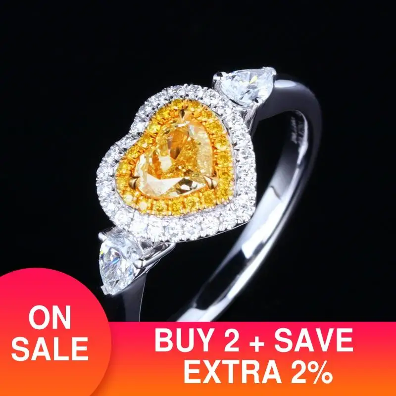 2021 новый дизайн 925 стерлингового серебра желтый в форме сердца фианит модные