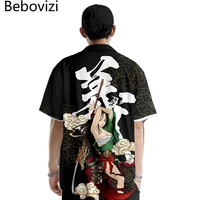 men hip hop streetwear hawaiian shirt japanese anime print beach summer short sleeve harajuku aloha oversized shirt 4xl 5xl 6xl