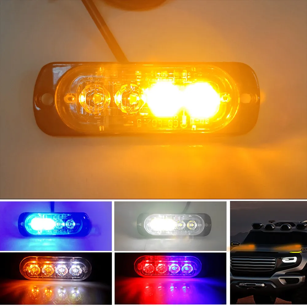 2Pcs Car Strobe 4LED Signal Lamp Grill Flashing Breakdown Emergency Light Truck Trailer Beacon For Motorcycle | Автомобили и