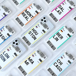 air ticket usa city london paris tokyo label world clear case for iphone 11 pro 12 xs max 7 8 plus houston chicago qr code cover free global shipping
