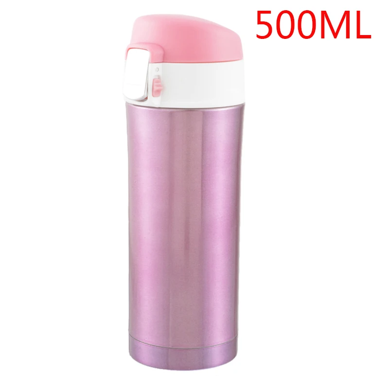 500ML pink Hoomall 350 мл Вакуумный термос из нержавеющей стали, кружка для кофе, чая, молока, портативная дорожная бутылка для напитков, Термокружка для дома и офиса - Цвет: 500ML pink