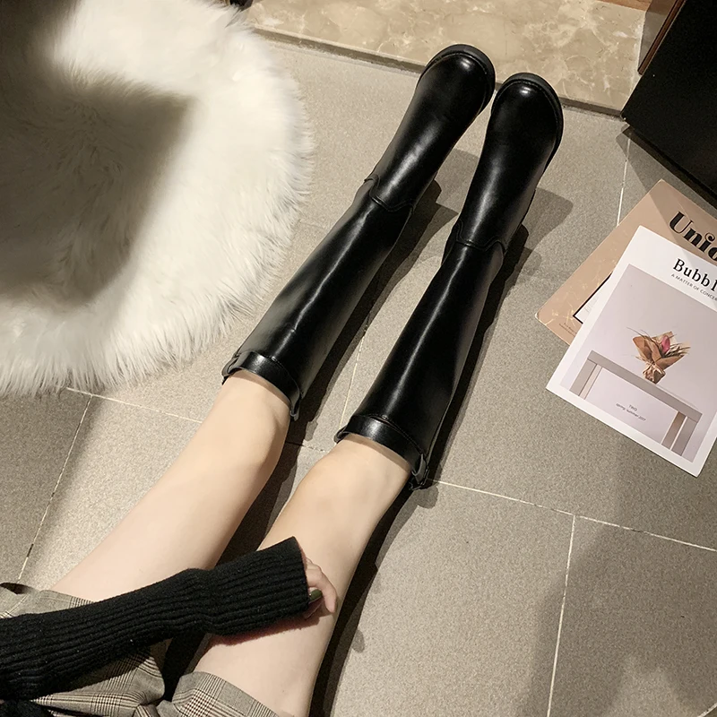 Новинка 2019 женские сапоги до колена на тонком каблуке Сапоги выше платформе с