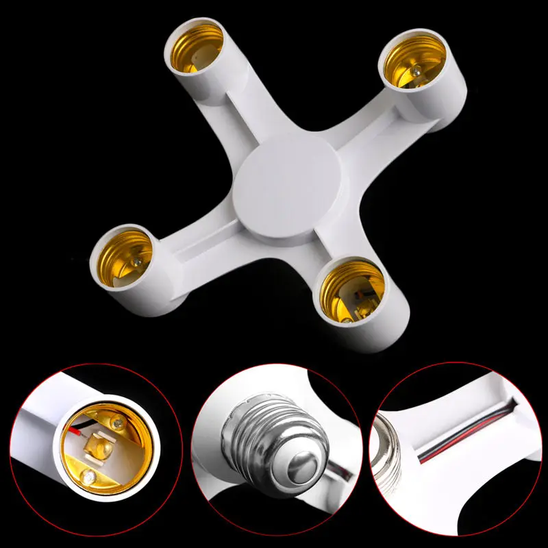 E27 4 в 1 светодиодный патрон разъем лампочки конвертер 360 ° винт белый Atcon | Лампы и