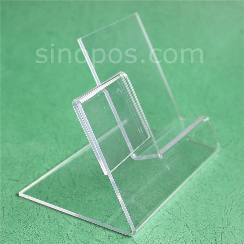 Акриловая подставка для сотового телефона с держателем бирки прозрачная полка