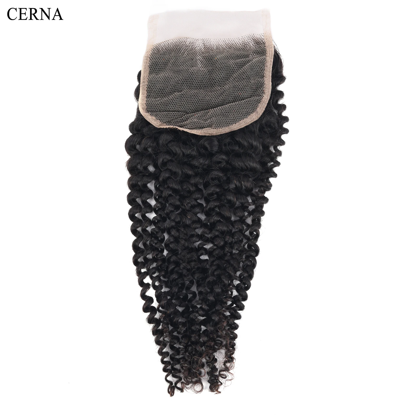 Kinky Curly Human Hair Bundles With Closure Brazilian Weave 4x4 Lace Closures Natural 3/4 with | Шиньоны и парики