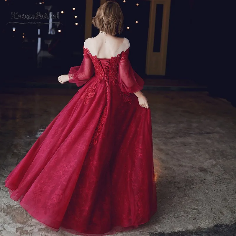 Платье для выпускного вечера с рукавами иллюзийный вырез сексуальное