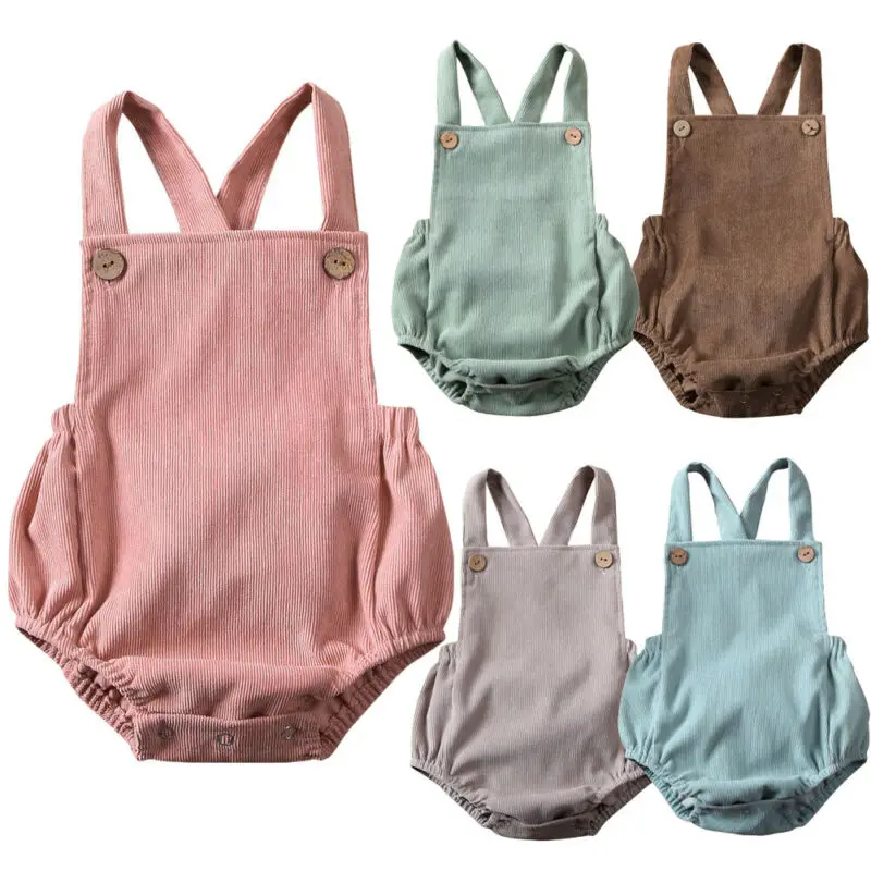 

Baby Summer Clothing Newborn Infant Baby Boy Girls Jumpsuit Corduroy Clothes Backless Outfits