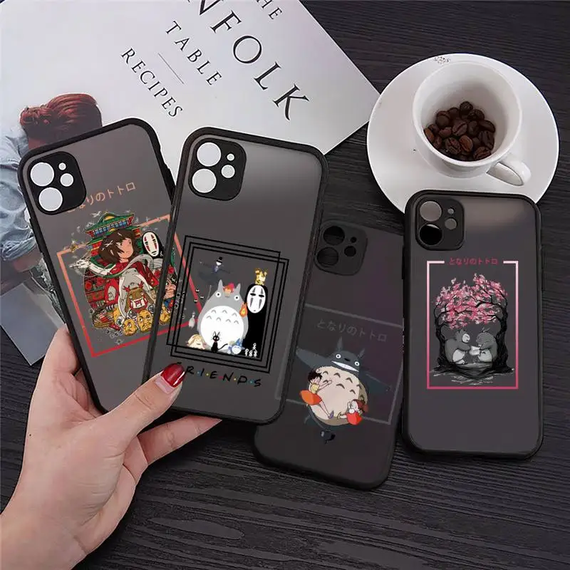 

My Neighbor Totoro Phone Case Transparent Matte for iPhone 7 8 11 12 s mini pro X XS XR MAX Plus Clear mobile bag Soft shell