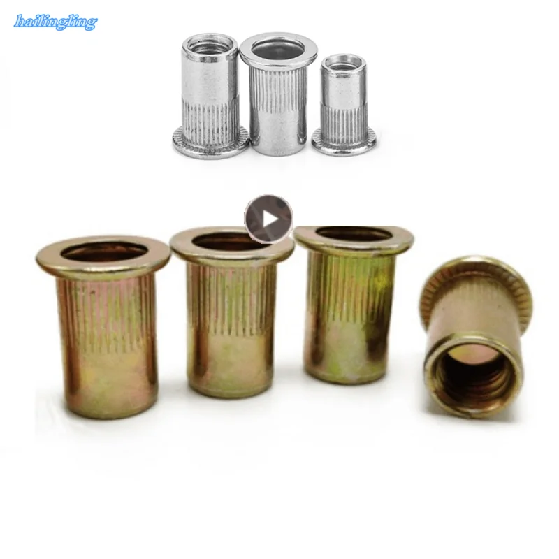 

4-60pcs flat head rivet nut Stainless Steel m3 m4 m5 m6 m8 m10 m12 zinc plated cap rivet threaded nut