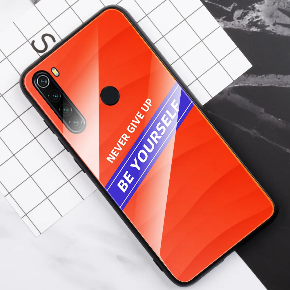 Модный чехол для телефона Xiaomi Redmi Note 8 8pro mi 9 защитная задняя крышка из закаленного стекла мягкий полиуретановый край чехол Coque