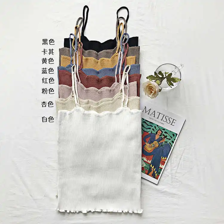 

Vest Women's Summer Wear Ins Fashionable Knitted Sleeveless Base Top Suit Bottoming Small Slip Top Design Sense Niche