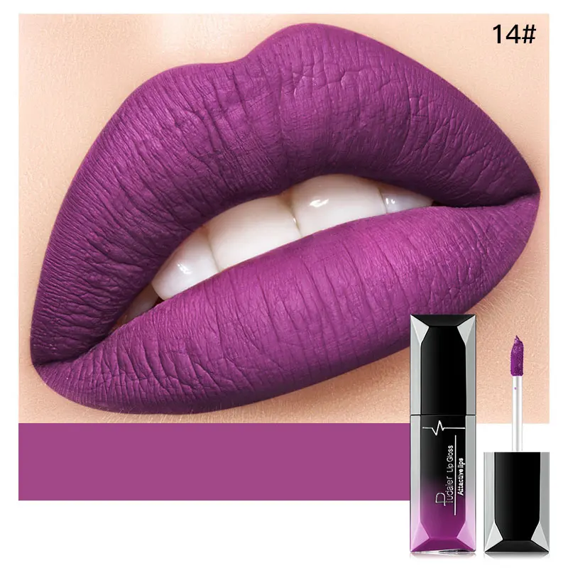 New pattern glitter lipstick makeup new make up lipstick matte Moisturizer Nutritious Long-lasting lip pink cream - Цвет: 14