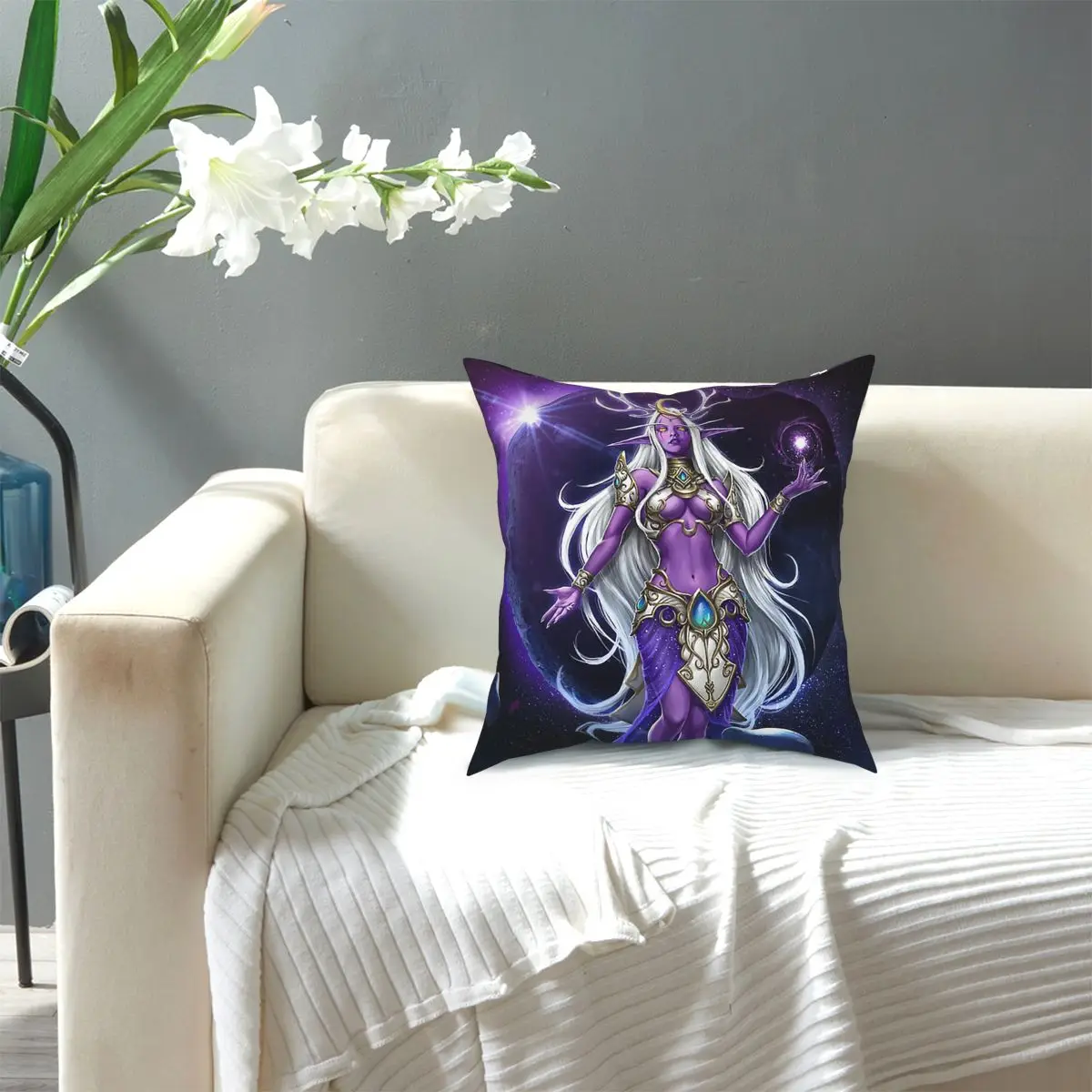 

Elune, Goddess Of The Moon World Of Warcraft Wow Square Pillow Case Cushions for Sofa 45*45cm Pillowcase