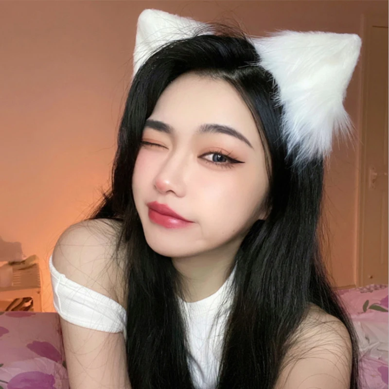 Ears Cosplay Gothic Lolita white cat ears Cosplay Headdress Anime Decor Kawaii  Accessories Fox Ears Decor Hair Accessories