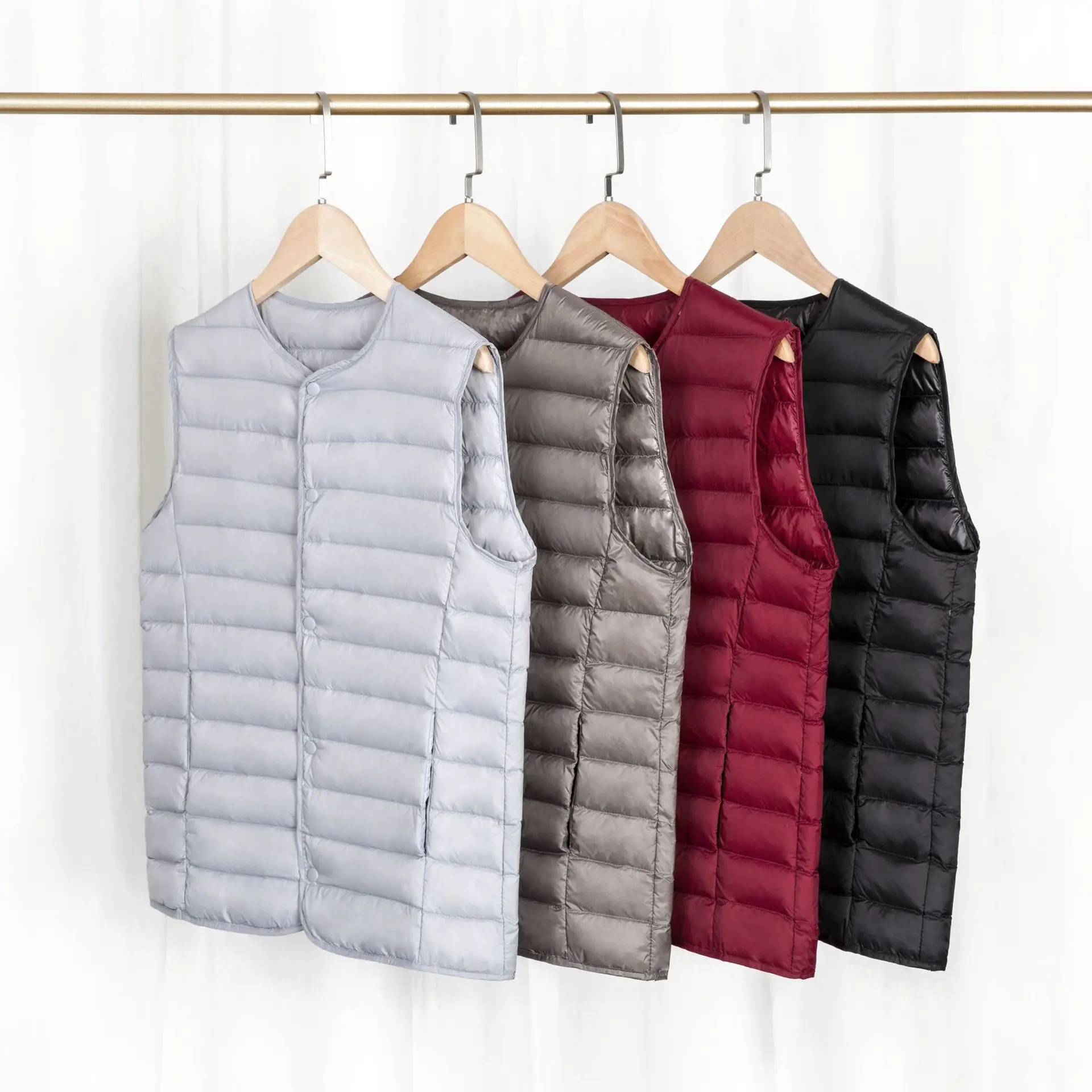 NewNewBang Spring Couples V-Neck Man's Ultra Light Down Vest Zipper Waistcoat Warm Liner Vest Portable