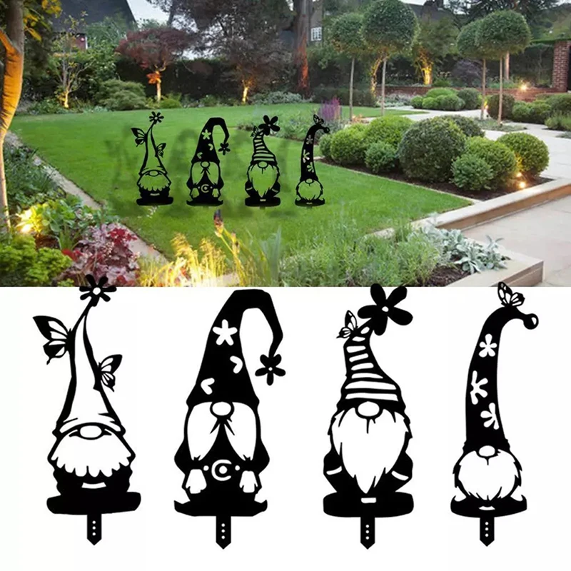 

1PC Creative Metal Branch Gnome Garden Decoration Sign Home Lawn Yard Decor Art Sculpture Garden Statue Easter Spring Decoration