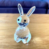 rabbit tiny crystal figurines art glass miniatures wild animal ornament collectible christmas gift for kids home table decor