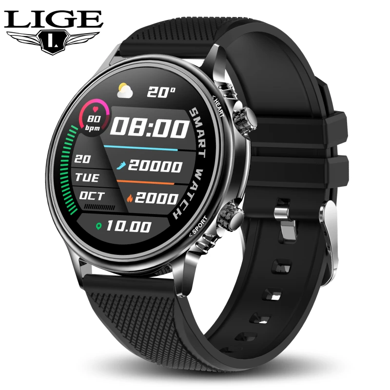 

LIGE New Smart Watch Men Custom Dial Full Touch Screen Waterproof Smartwatch For Android IOS Sports Smart watch Fitness Tracker