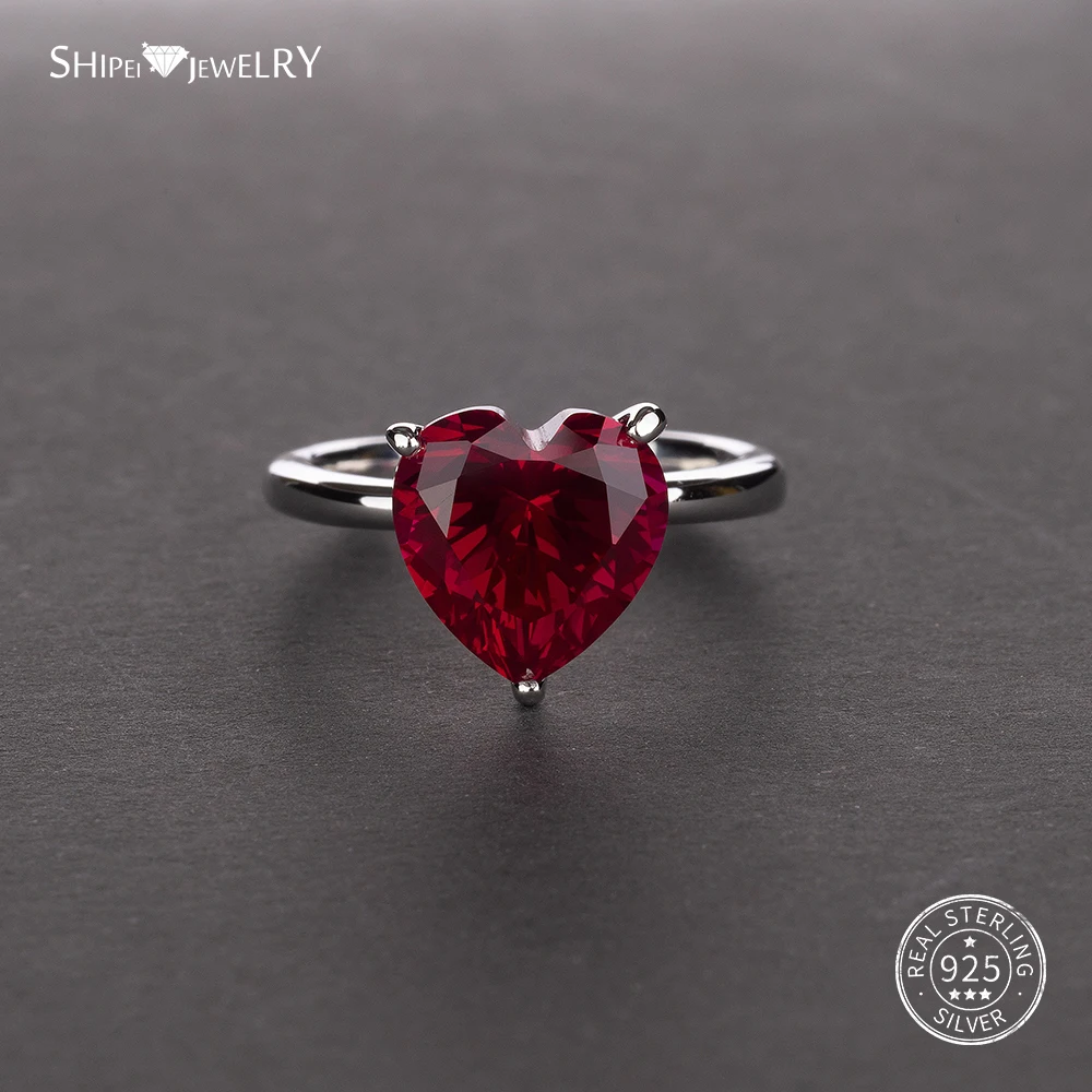 

Shipei Real Sapphire Ruby Heart Rings for Women Citrine Amethyst Gemstone Heart Ring 925 sterling Silver Heart Engagement Ring
