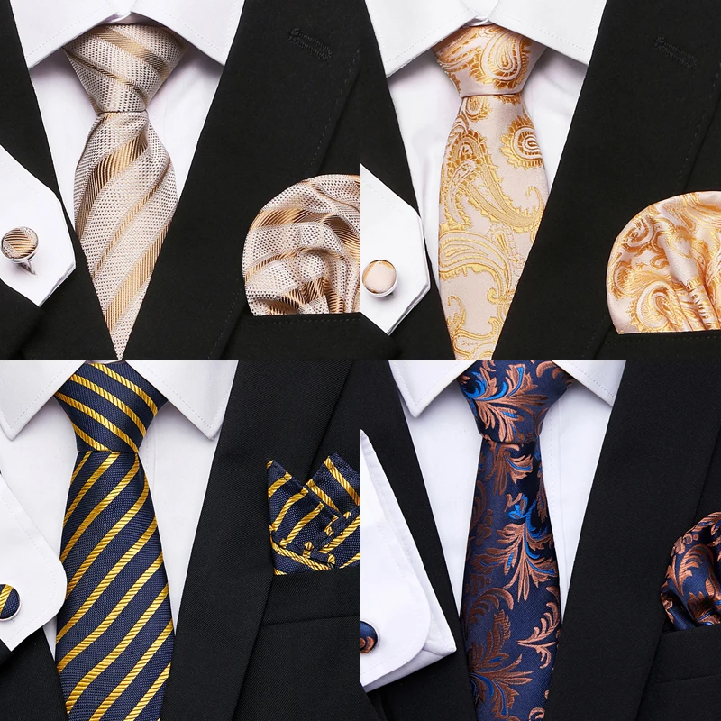 

Brand Fashion Holiday Gift Silk Tie Pocket Squares Cufflink Set Necktie Wedding Accessories Man Blue Dot Easter Day