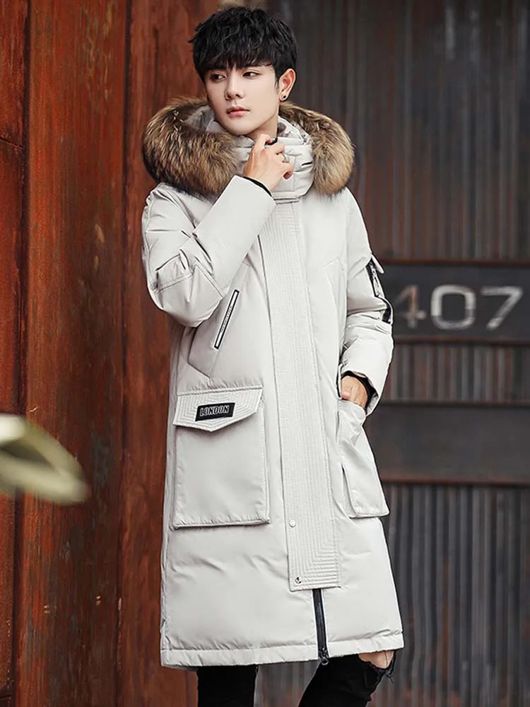 2022 Man's Duck Down Coat Puffy Parkas Big Boys Teen Winter Jacket Real Fur Collar Hooded Windbreaker for Male Plus Oversize 3xl