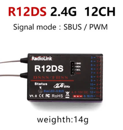 

Radiolink R12DSM R12DS Rc Receiver 2.4G Signal for RC Transmitter AAT9/AT9S/AT10/AT10II