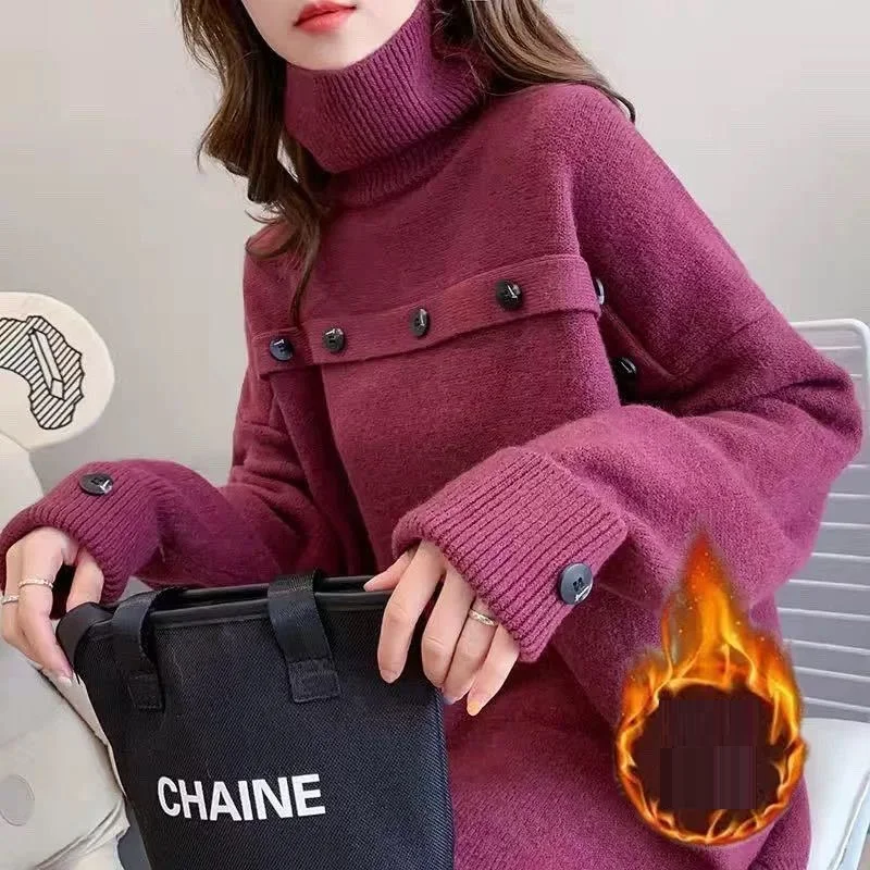 

Fashion sweater women 2020 autumn and winter new Women's turtleneck mid-length sweater women loose-fitting lazy knit top