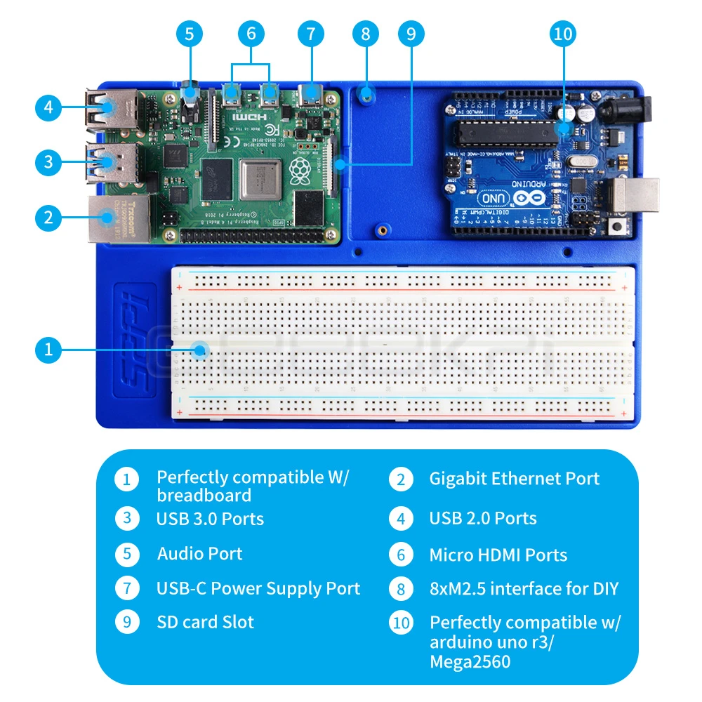 Держатель платформы для экспериментов GeeekPi ABS макетная плата Raspberry Pi 4 B / 3B + 2B Zero/W
