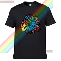 indiana chiefs colorful headdress men women summer 100 cotton black tees male newest top popular normal tee shirts unisex