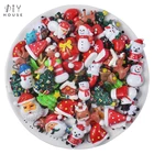 Искусственные хлопья плоское украшение из смолы, 20 шт., для самостоятельного творчества, Санта-Клаус, Рождественская елка, плоский резиновый головной убордекор для телефона