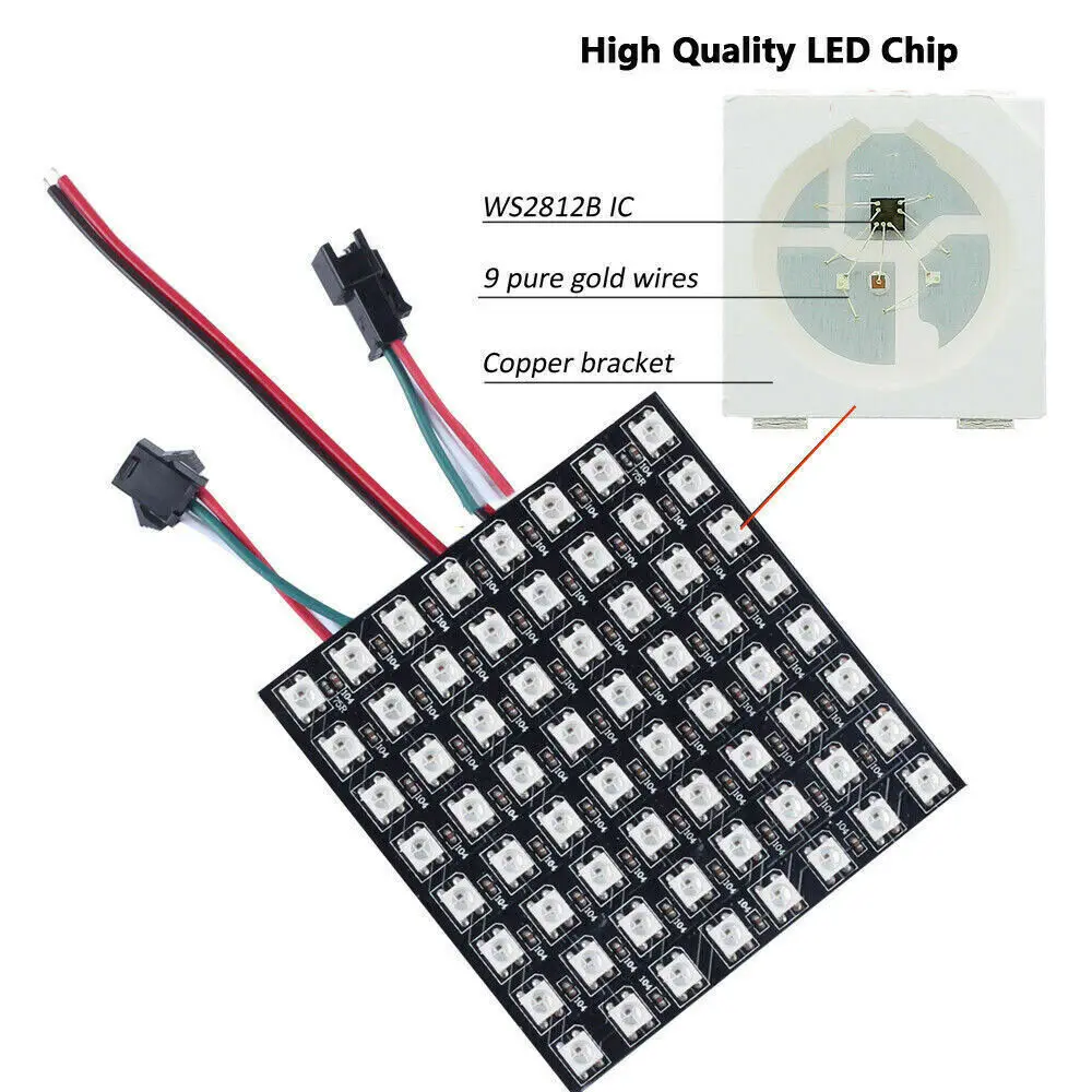 WS2812b 5050 RGB Светодиодная панель полоса 8x 8/8x3 2/16x16 пикселей WS2812 полноцветная