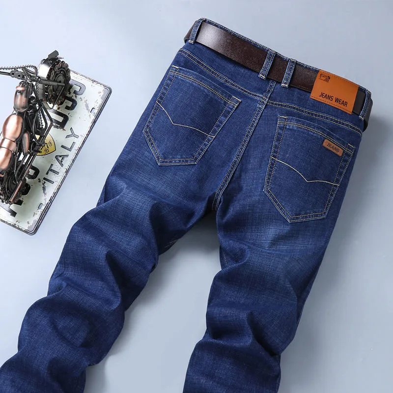 

2020 Spring and summer stretch jeans straight loose men's slim long pants